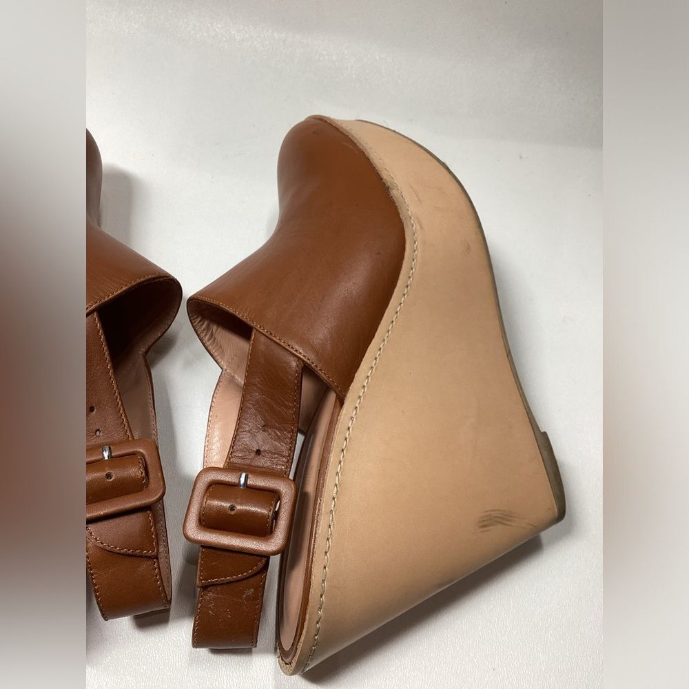 Robert Clergerie French' Brown ‎ Leather Ankle Strap Cognac Leather Heels EU 37 - Picture 9 of 16